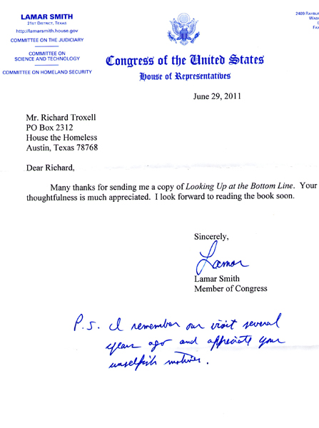 Support Letter From Lamar Smith