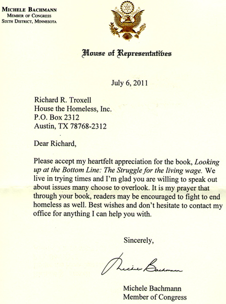 Support Letter From Michele Bachmann