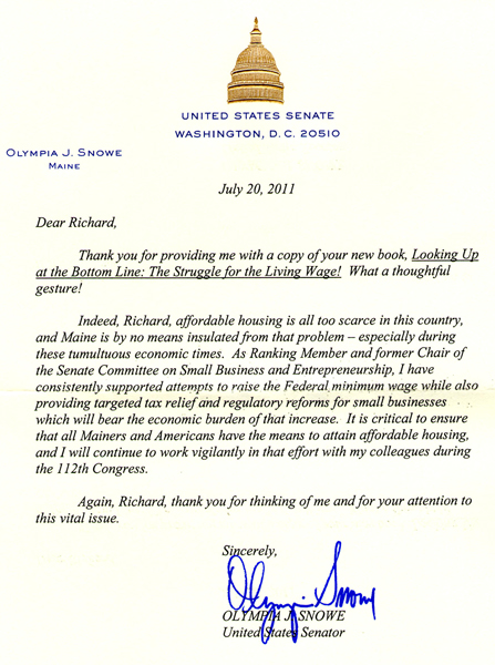 Support Letter From Olympia Snowe